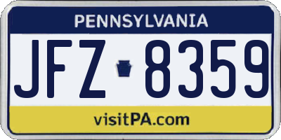 PA license plate JFZ8359