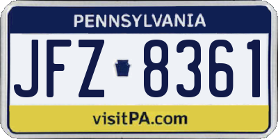 PA license plate JFZ8361
