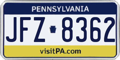 PA license plate JFZ8362