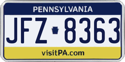 PA license plate JFZ8363
