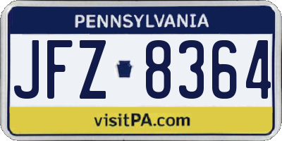 PA license plate JFZ8364