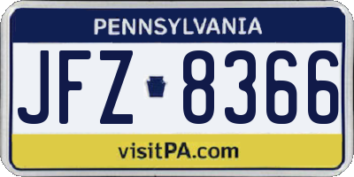PA license plate JFZ8366