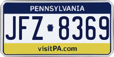 PA license plate JFZ8369