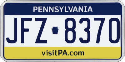 PA license plate JFZ8370