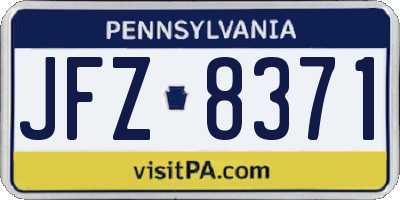 PA license plate JFZ8371