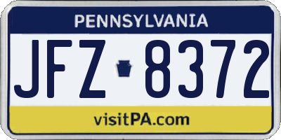 PA license plate JFZ8372