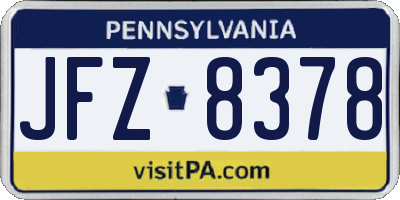 PA license plate JFZ8378