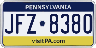 PA license plate JFZ8380