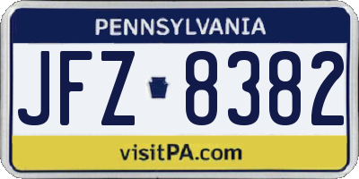 PA license plate JFZ8382