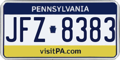 PA license plate JFZ8383