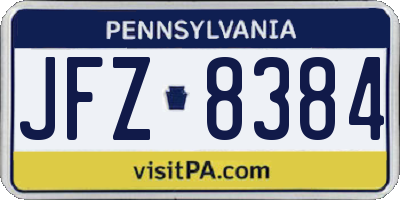 PA license plate JFZ8384