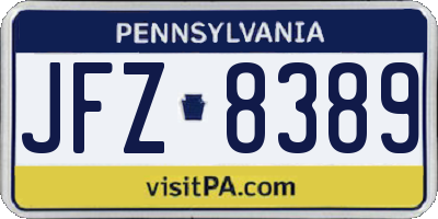 PA license plate JFZ8389