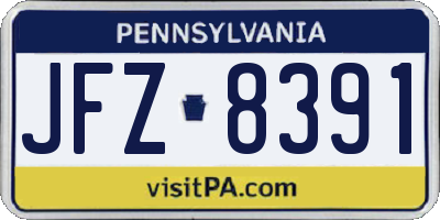 PA license plate JFZ8391