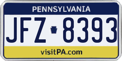 PA license plate JFZ8393