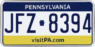PA license plate JFZ8394