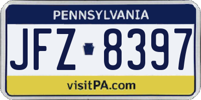 PA license plate JFZ8397