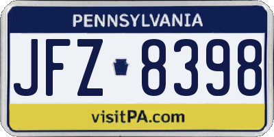 PA license plate JFZ8398