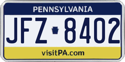 PA license plate JFZ8402