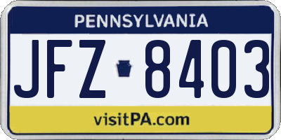 PA license plate JFZ8403