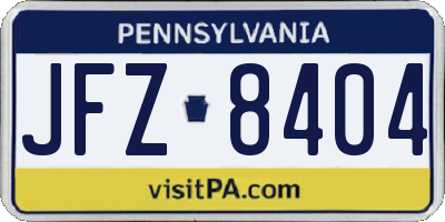 PA license plate JFZ8404