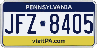 PA license plate JFZ8405