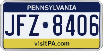 PA license plate JFZ8406