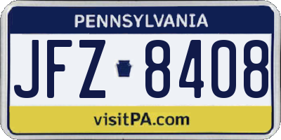 PA license plate JFZ8408