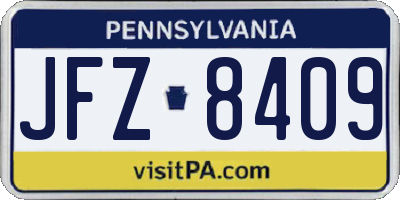 PA license plate JFZ8409