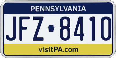 PA license plate JFZ8410