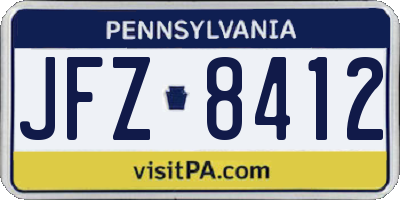 PA license plate JFZ8412