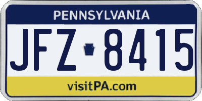 PA license plate JFZ8415