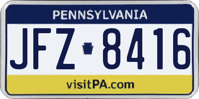 PA license plate JFZ8416