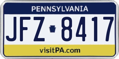 PA license plate JFZ8417