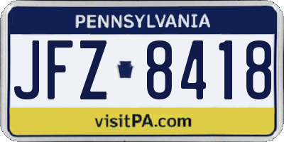 PA license plate JFZ8418