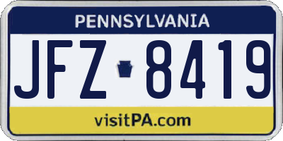 PA license plate JFZ8419