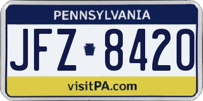 PA license plate JFZ8420