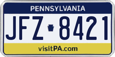 PA license plate JFZ8421