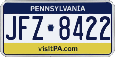 PA license plate JFZ8422