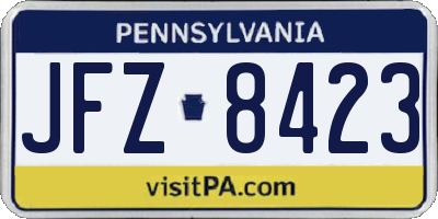 PA license plate JFZ8423