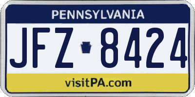 PA license plate JFZ8424