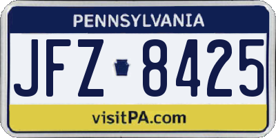 PA license plate JFZ8425