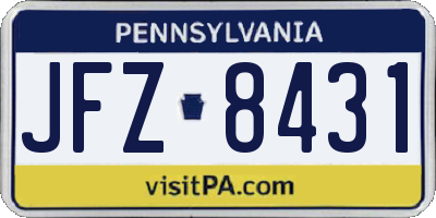 PA license plate JFZ8431