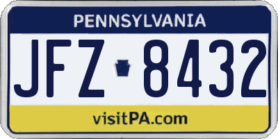 PA license plate JFZ8432