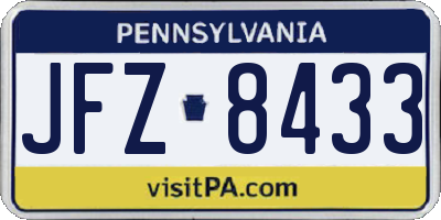 PA license plate JFZ8433