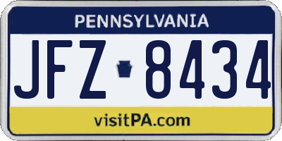 PA license plate JFZ8434