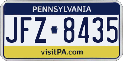 PA license plate JFZ8435