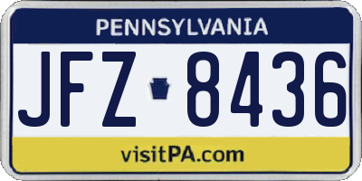 PA license plate JFZ8436
