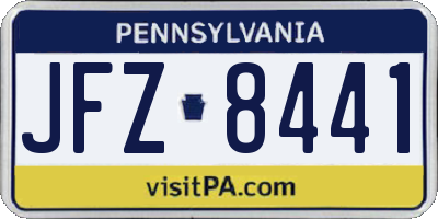 PA license plate JFZ8441