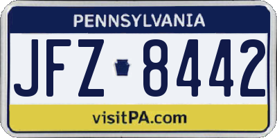PA license plate JFZ8442