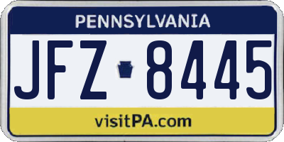 PA license plate JFZ8445